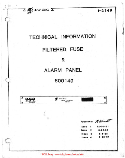 ITEC 1-2149 i4 Sep84 - Fuse and Alarm 600149