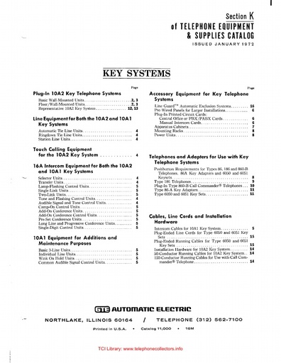 AE Catalog 11000 - Section K - Key Systems Jan72