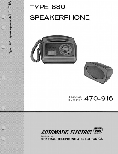 TB 470-916 i3 1962 - Type-880 Speakerphone