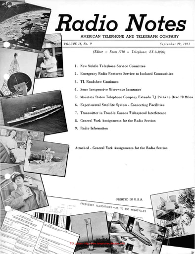ATT Radio Notes 1961 09 Sep 29