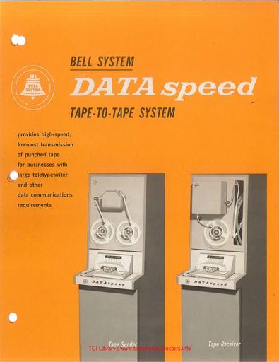 Data Speed Tape-to-Tape System March 1962 Marketing Brochure