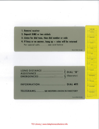 WE single slot rotary payphone instruction cards, May 1966