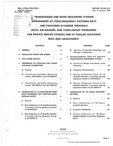103-231-510 i3 Jan76 - Transmission and Noise Measuring Systems