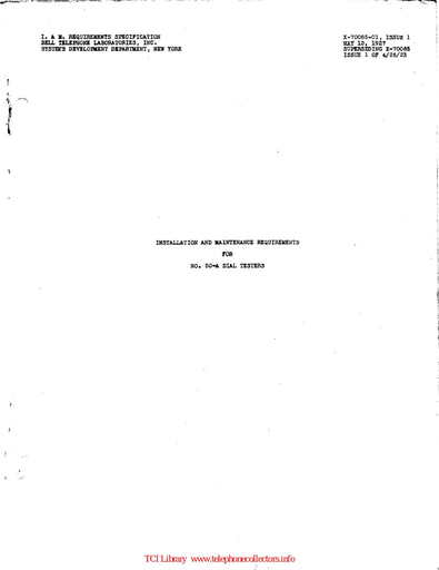 X-70085-01 i1 May27 - No 50-A Dial Testers