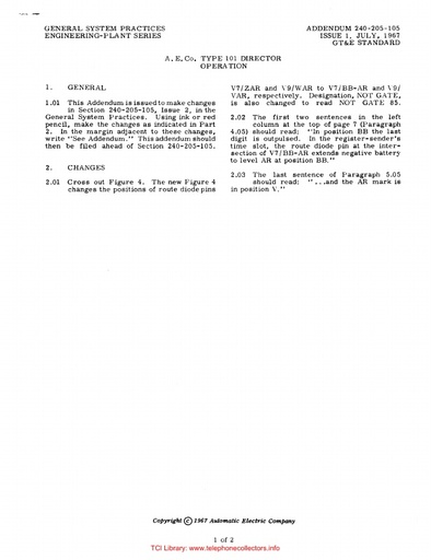 GSP GTEP 240-205-105 Add i1 Jul67 - AECo Type-101 Director   Operation