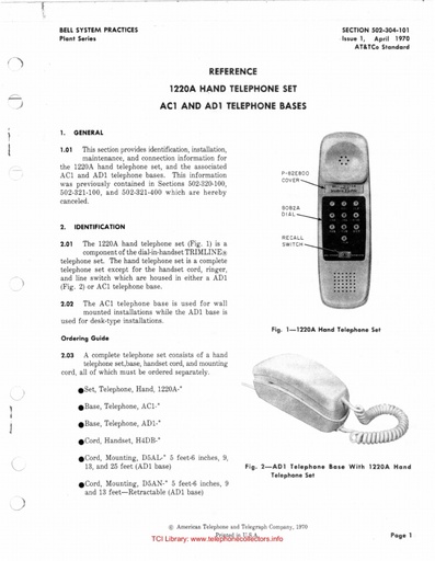 502-304-101 i1 Apr70 - Trimline 1220A with AC1 and AD1 Bases