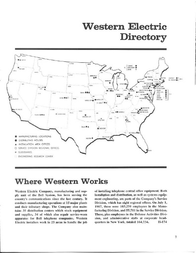 Western Electric Directory, 1967 - Facility Locations
