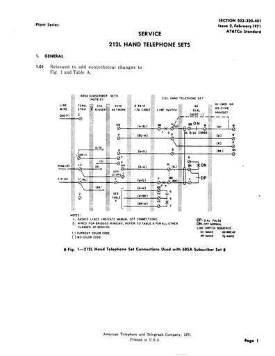 502-320-401 i2 Feb71 - Service 212L Hand Telephone Sets