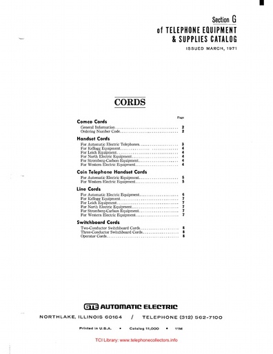 AE Catalog 11000 - Section G - Cords Mar71