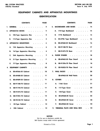 463-140-100 i9 Jul79 - Equip Cabinets & Apparatus Mountings - ID