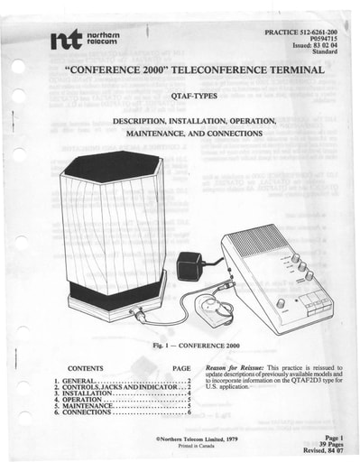 NT 512-6261-200 Feb83 - Conference 2000 Teleconference Terminal