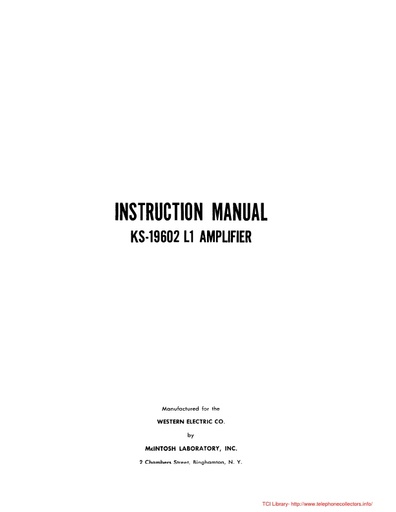 63 - WE KS-19602-L1 McIntosh WE-25 Amplifier   9-23-63