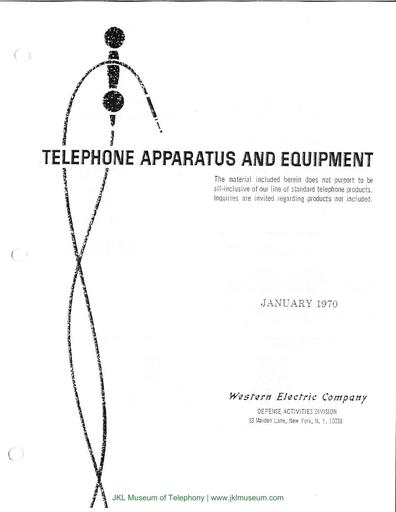 1970 Western Electric Telephone Apparatus and Equipment Catalog