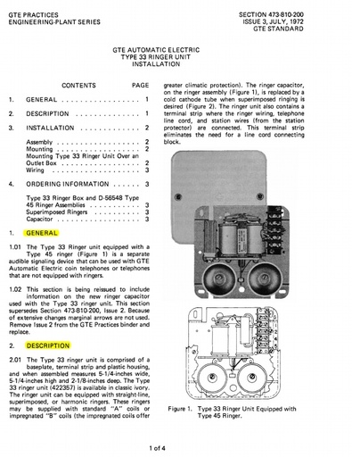 GSP 473-810-200 I3 Type-33 Ringer Box