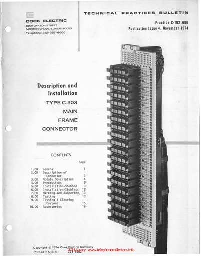 Cook Electric - C-102.006 i4 Nov74 - Main Frame Connector