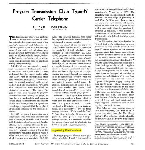 Type N Carrier Program Channels