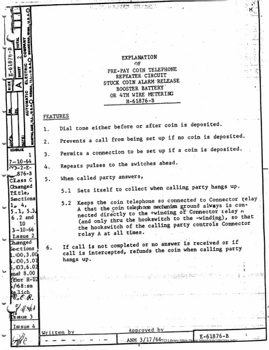 H-61876 - Explanation of Pre-Pay Coin Telephone