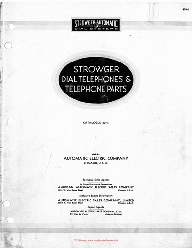 AE Catalog 4014 Dec31 - Strowger Dial Telephones and Parts