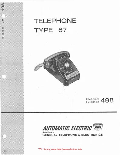 AE TB 498 1960 Telephone Type 87