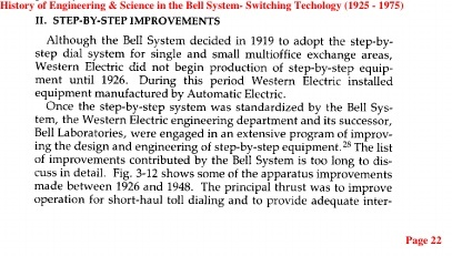 BTL History: Evolution of Switching in the Bell System - extract