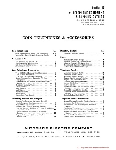 AE Catalog 11000 - Section N - Coin Telephones and Accessories Feb67