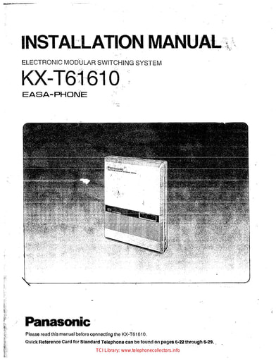 KX-T61610 - Installation Programming Manual