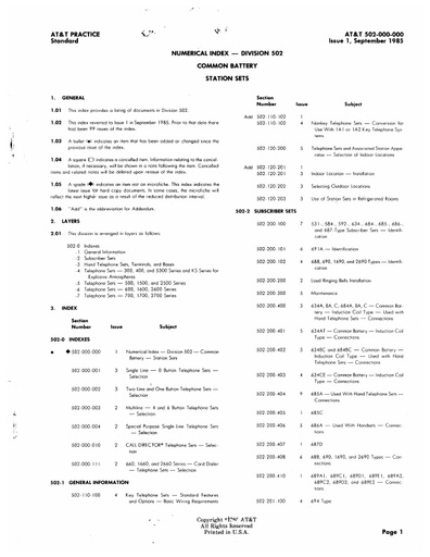 502-000-000 i1 Sep85 - Index