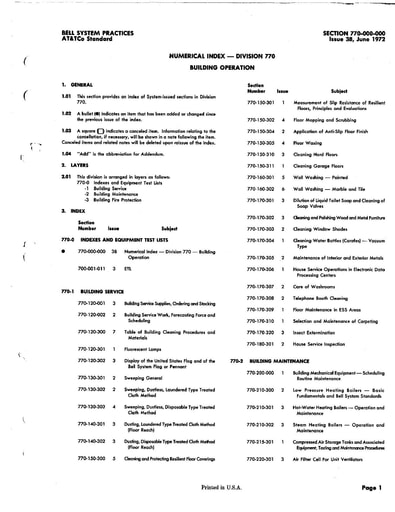 770-000-000 i38 Jun72 - Index - Building Operation