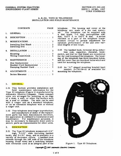 GSP 473-302-200 I2 Type-83 Telephone