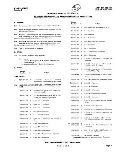 514-000-000 i39 Jun84 - Division 514 Index