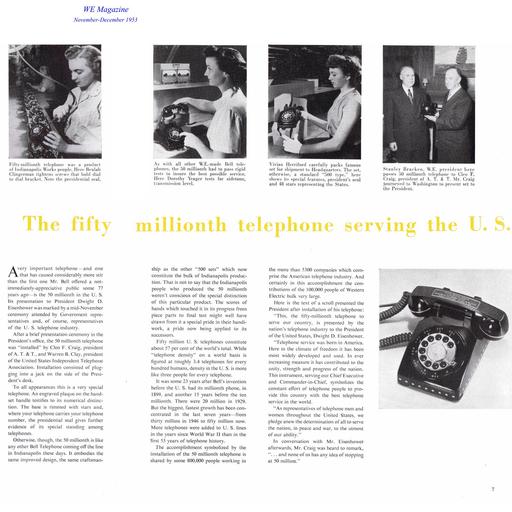 1953 - WE Magazine - 50-Millionth Telephone in US