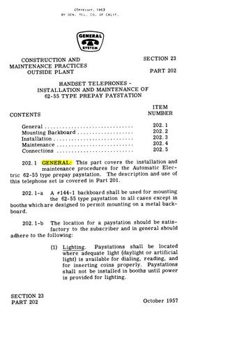 GSP Sect.23-Part 202 ~ 62-55-Type Prepay Paystation Installation And Maintenance