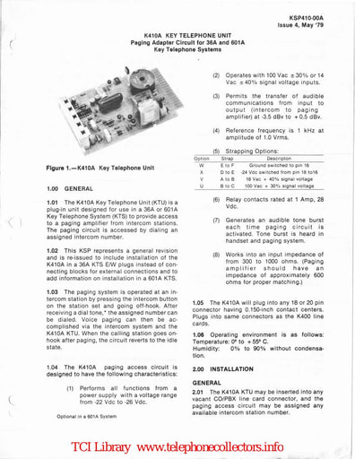 ITT KSP 410-00A i4 May79 - K410A KTU Paging Adapter 36A 601A KTS