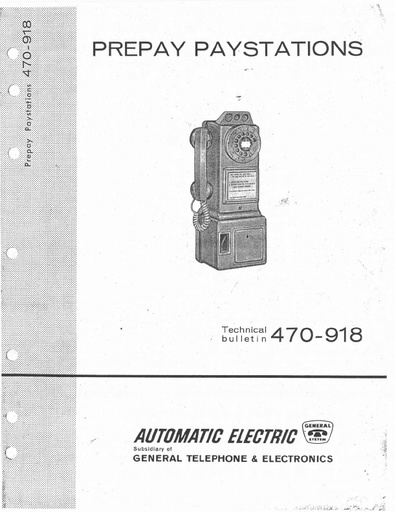 AE TB 470-918 1962 Prepay Paystations