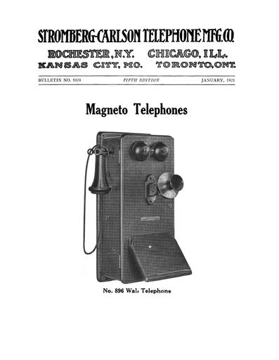 SC Bulletin 1024 -1921 - MagnetoTelephones