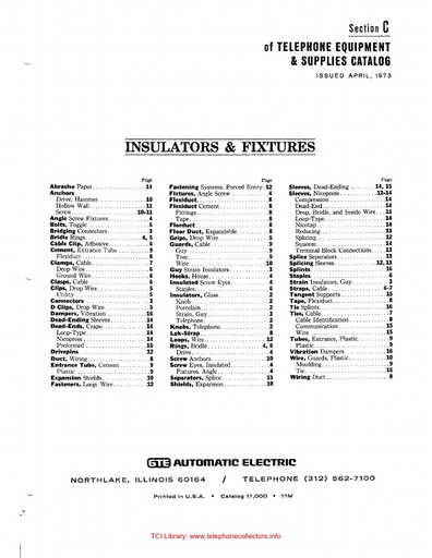 AE Catalog 11000 - Section C - Insulators Fixtures Apr73