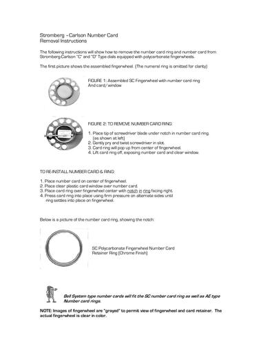 Stromberg Carlson Number Card Removal Instructions - Plastic Fingerwheels