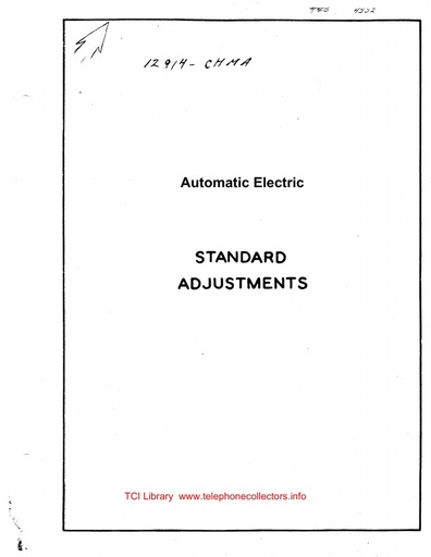 AE Standard Adjustments 1940s-50s