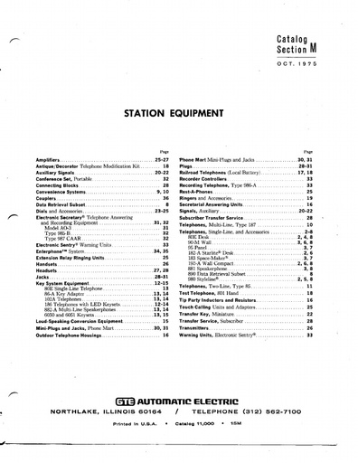 AE Catalog 11000 - Section M - Station Equipment Oct75 OCR