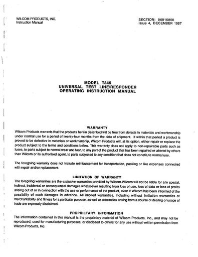 Wilcom T346 - Responder Operator's Manual 06810808 i4 Dec87