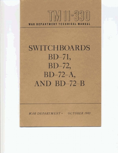 TM 11-330 Oct43 - Switchboards - BD-71 and BD-72