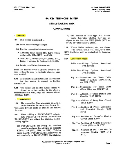 518-410-401 6A KTS Single-Talking Link Connections