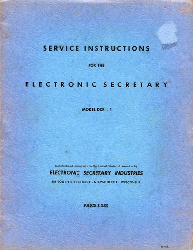 Electronic Secretary DCR-1 Service Manual (complete)