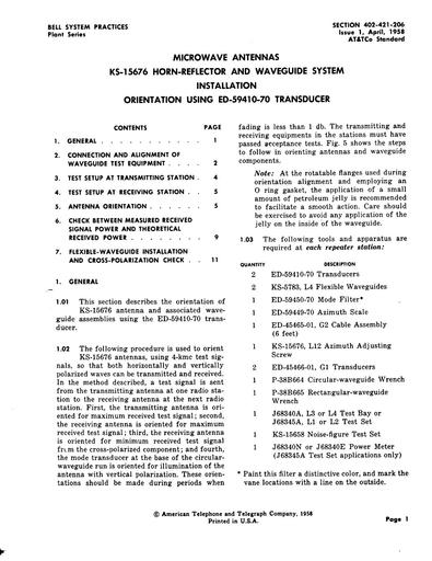 402-421-206 i1 Apr58 -  - KS-15676 Antenna Orientation