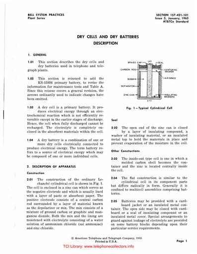 157-421-101 i5 Jan65 - Dry Cells and Dry Batteries - Description