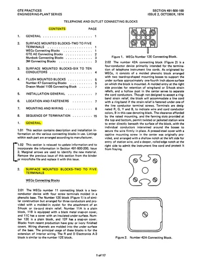 GSP 491-500-100 I2 Telephone And Outlet Connecting Blocks