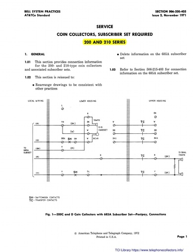 506-330-405 i2 Nov72 - Coin Collectors - Subset Required - 200-  210-series