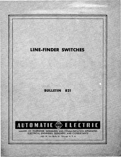 AE Bulletin 821 - Line-finder Switches - May47