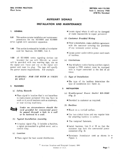 463-110-200 i5 Jan68 - Auxiliary Signals - Inst & Maint