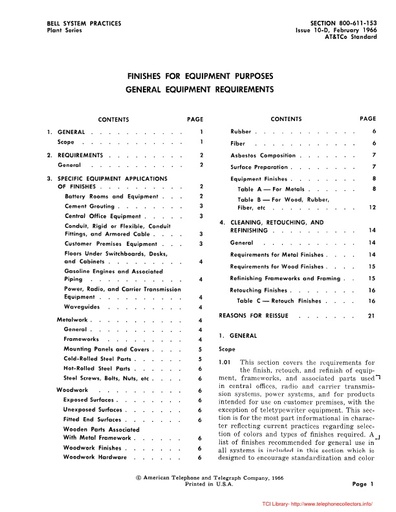 800-611-153 i10D Feb66 - Finishes for Equpment Purposes General Equip Reqirements